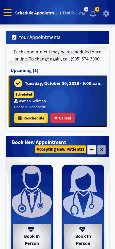 Appointment card at 390px